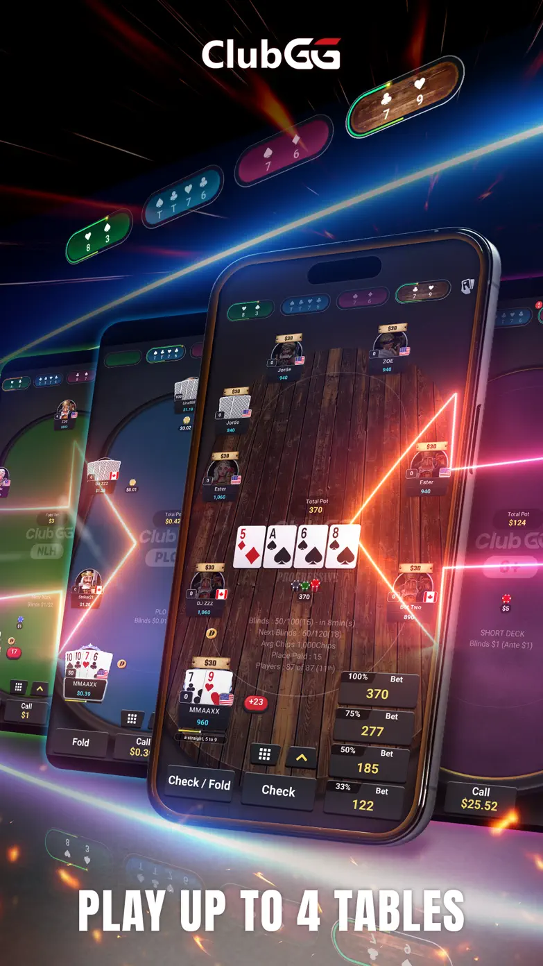 ClubGG: несколько игровых столов